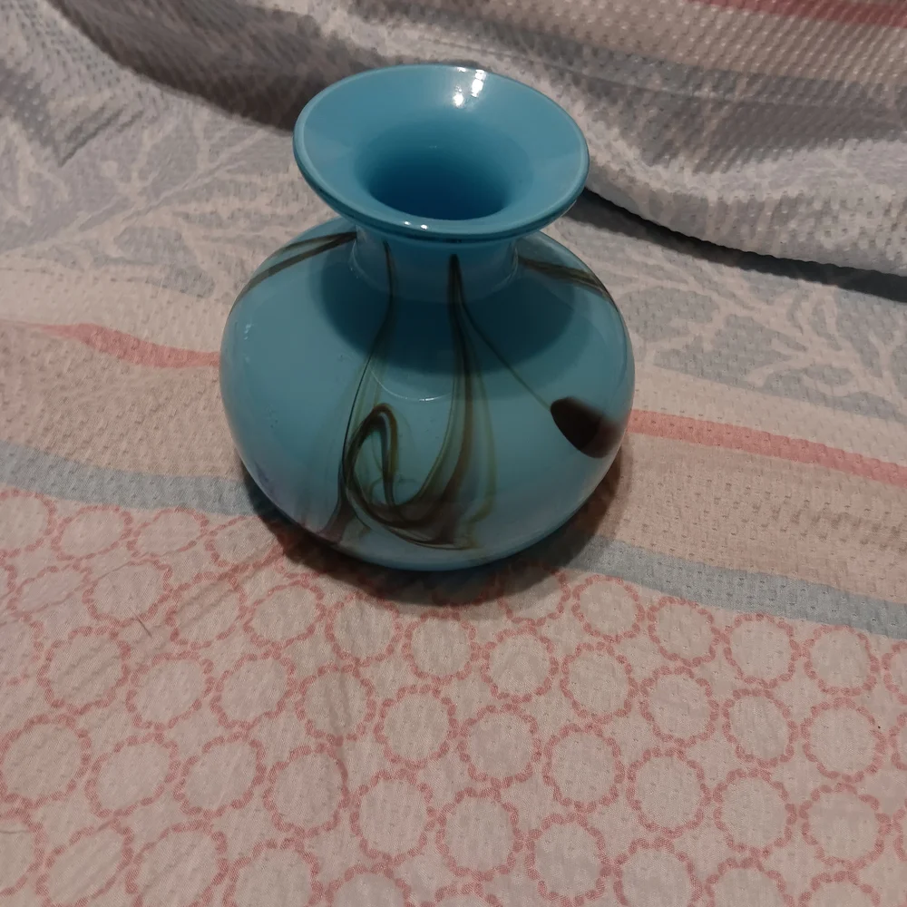 🪞Murano Blue Multicolor Art Glass Vase